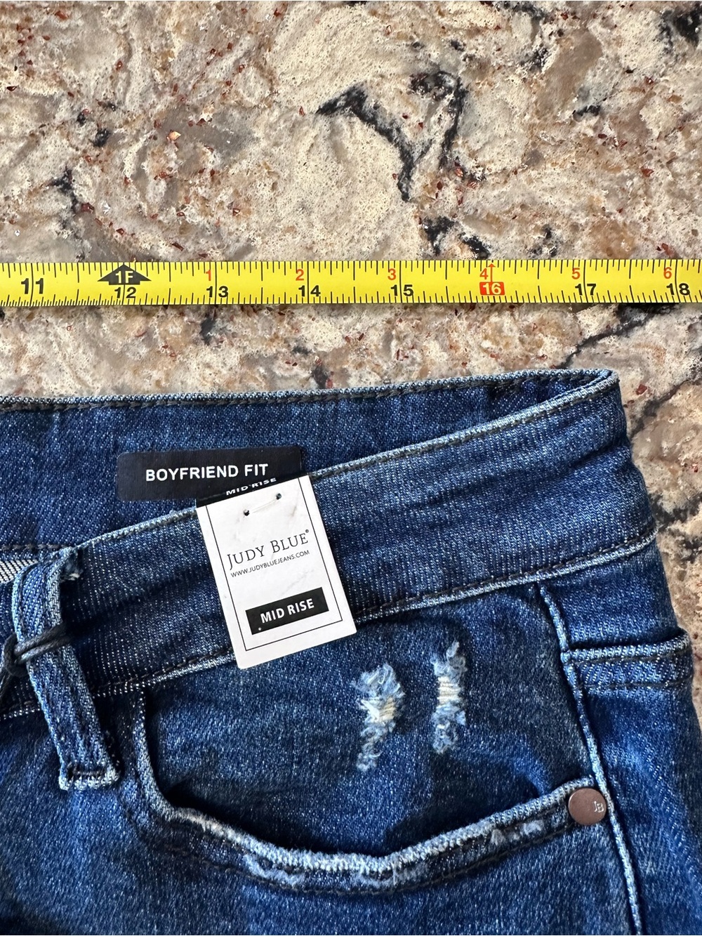 Judy Blue Size 16W Buffalo Plaid Patch Mid Rise Cuffed Boyfriend Jeans New - Picture 10 of 16